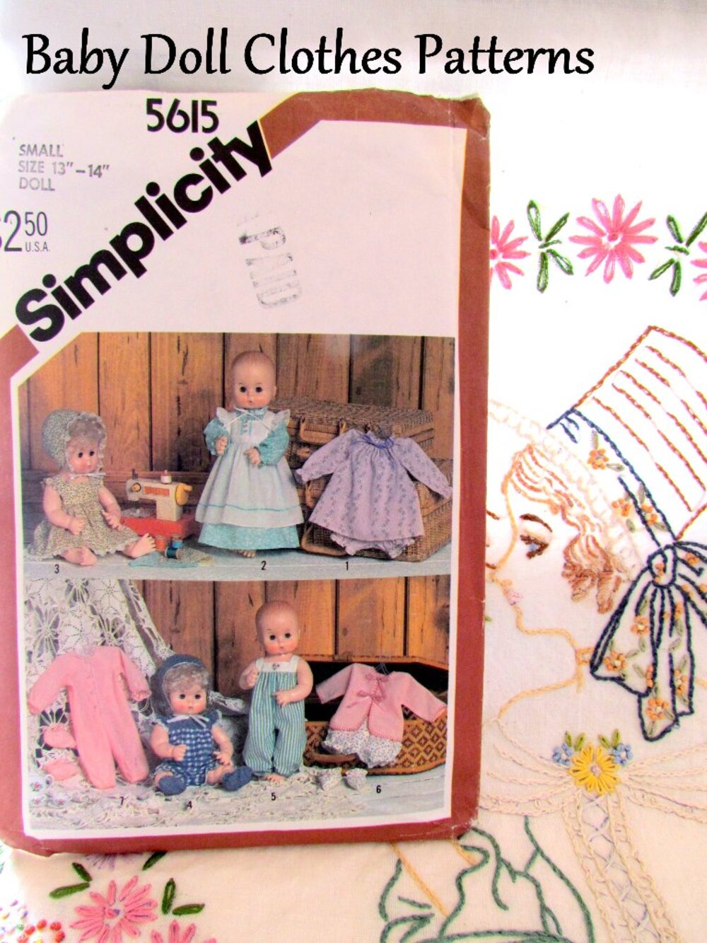 DOLL PATTERNS: SEW BABY DOLL CLOTHES for 13-14", VINTAGE UNCUT SIMPLICITY 5615